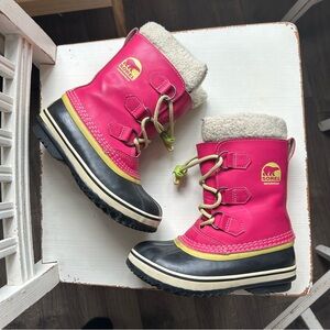 Sorel Yoot Pack Nylon Winter Duck Boots Waterproof Pink Youth Size 2